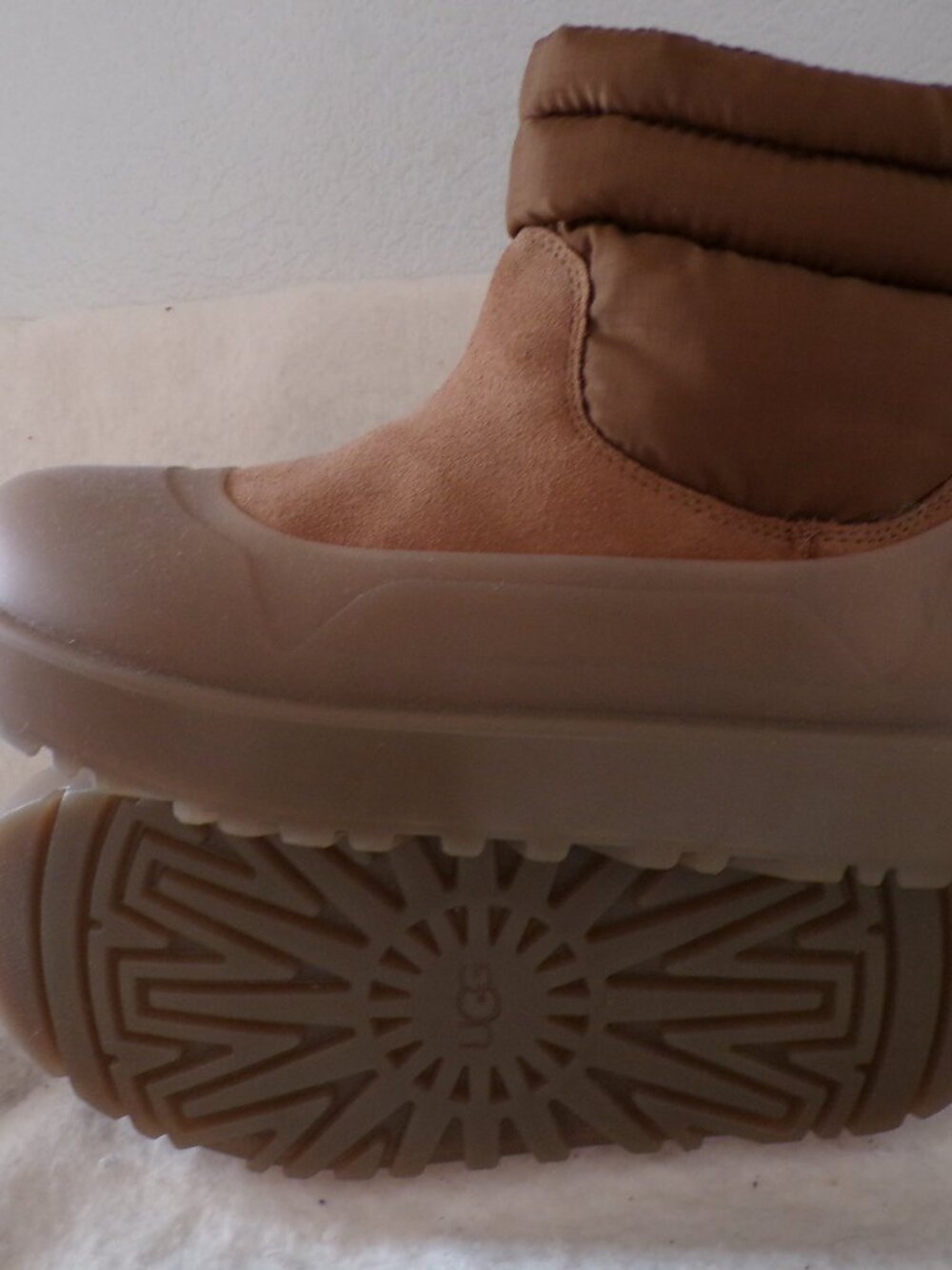 UGG Tan Suede & Rubber Ankle Booties